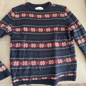 Abercrombie Kids Navy and Red Christmas Crewneck Sweater